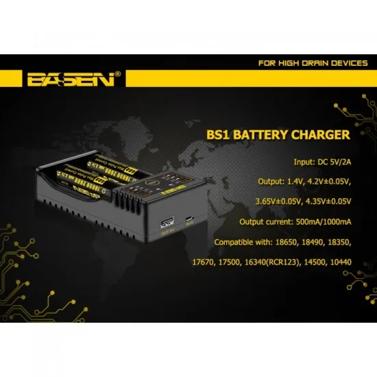 Basen BS2 18650 Pil Sarj Aleti Basen BS2 18650 Pil Sarj Aleti